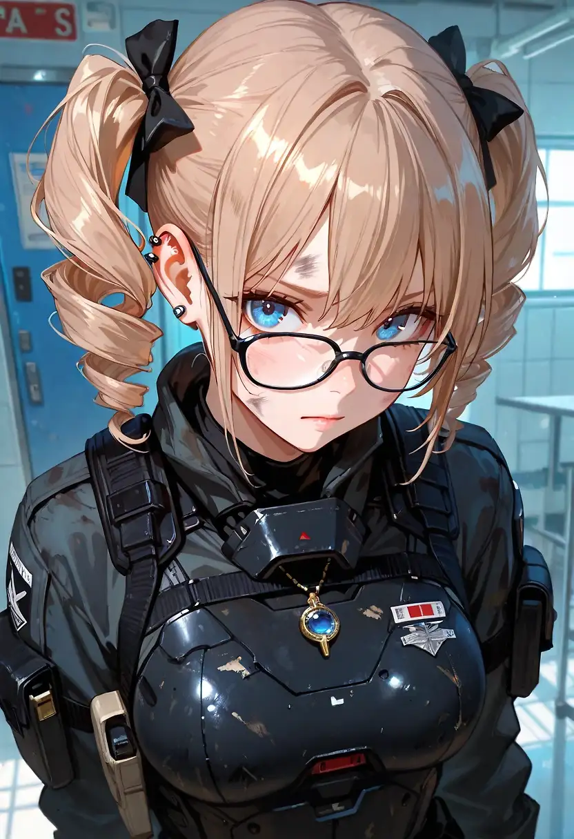 AI art 'Cyberpunk Hanas background story.' with user description 'Gurad 1: So that the girl from the intruders team?
Guard 2: Yes, hasn't spoke a word yet.
Guard 1: Our mole has done a good job. No worrys she will speak soon enough, hang her up!
Hana: ...

Guard 1: You're tough, I have to give you that. Lets how long you can keep this up.
Hana: ...

This goes on for serval day, they yell at me and as they see that i remain in silence they started beating me. Why did he betray us?

Guard 1: I'll ask this the last time nice! Why do you team has try to steal the OMS?
Hana: ...

So that was in our package. What is this OMS and why was it it worth to betray us?

Guard 1: I have enough of this, you will not tell us? Fine! 
He goes to a table grabs a crowbar from it and comes over to me. The last i see is the mdaness in his view as he smashed the crowbar into my elbows. I never feld so much pain in my life, i reaching my limit and fall into the deep darkness.

???: Hana? 
Somebody is calling me?
???: Hana can you hear me?
This voice it's so familar.
???: You have to wake up!
Hana: Ry... u...?
I open my eyes and see his worried face in front of me.
Ryu: Yes my dear, i'm here.
I can not hold my tears back. He picks up my glasses from the ground and put them back on my face.
Ryu: Come your safe now, i will take you to the hospital.

As we arrive the hospital they examined me in the emergency room. They put my in a bed and told that i should try to sleep a little, while they removed my body armor.

Dotor: I'm sorry Ryu, as you can see on the x-ray her both elbows are shattered. I fear i can not do much more than amputee her arms and replace them with mechanical prostheses...
Ryu: Good God... 
As Ryu struggles to maintain his composure.
Ryu: Do it.
Doctor: Alright, prepare the operation.

What is so cold in back? And that noise like a saw, at next moment i fade away in a deep slumber.
How much time has pass? I don't know.

Doctor: She has awakend. Take her to her bed.
What's going on here?

Nurse: Ah you are awake, how do you feel? Take your time don't rush. What's your name?
Hana: My name is Hana. Where am i?
Nurse: You are at a Hospital Hana.
Hana: Why can i not feel my arms?
Nurse: Oh dear you may look in the mirror for yourself. I fear there is no easy way to tell you about...

The words of the nurse are fading as i stand up and walk to the mirror. The shock hits me hard as i look in the mirror. These arms that i see are not mine, they are grotesque metal versions of my arms. I trun my to the nurse and hope that is a bizzare joke, but i see the sad look on her face.

Nurse: I'm really sorry my dear. At lessed you are alive, that's more than importent. I'll go now to give some time.

As door closes the silence stepped into the room, i fell down to my knees grab my new arms and start to cry. This city is like a meat grinder and it took my arms away from me. The weight of events that brought me here are starting to overwhelming my mind. Tears are running down face with no holding back, the agony that comes with them bursts out of me in a heartbreaking scream. Like a promise to everyone, i'll find that traitor, even if it take my last breath.'