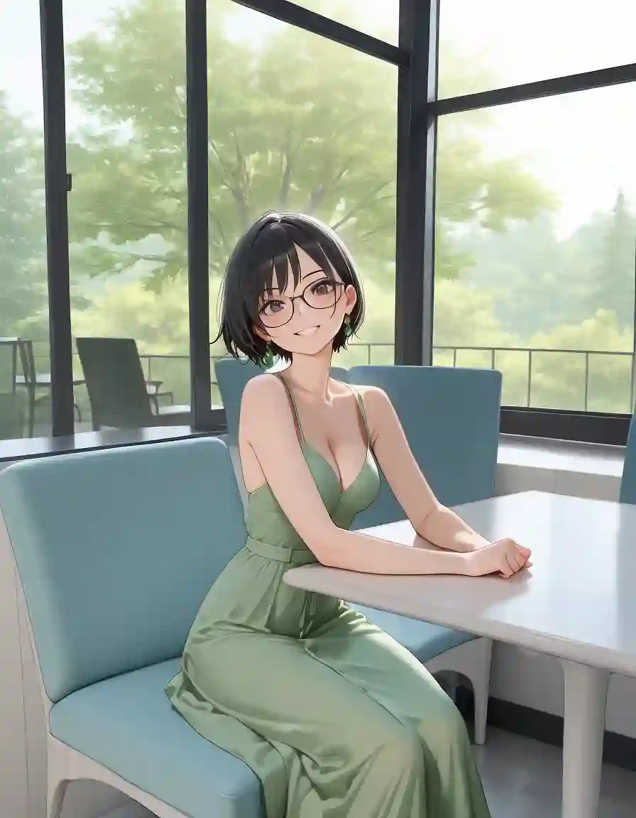 AI art 'Your first date with her' with user description 'She says hi'