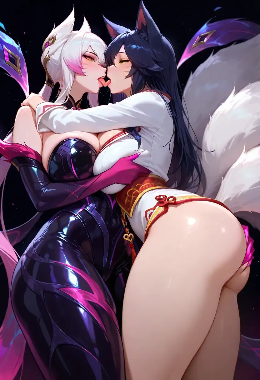 AI art 'Ahri x Evelynn' with user description 'I bet they're having the best times at the club!!'