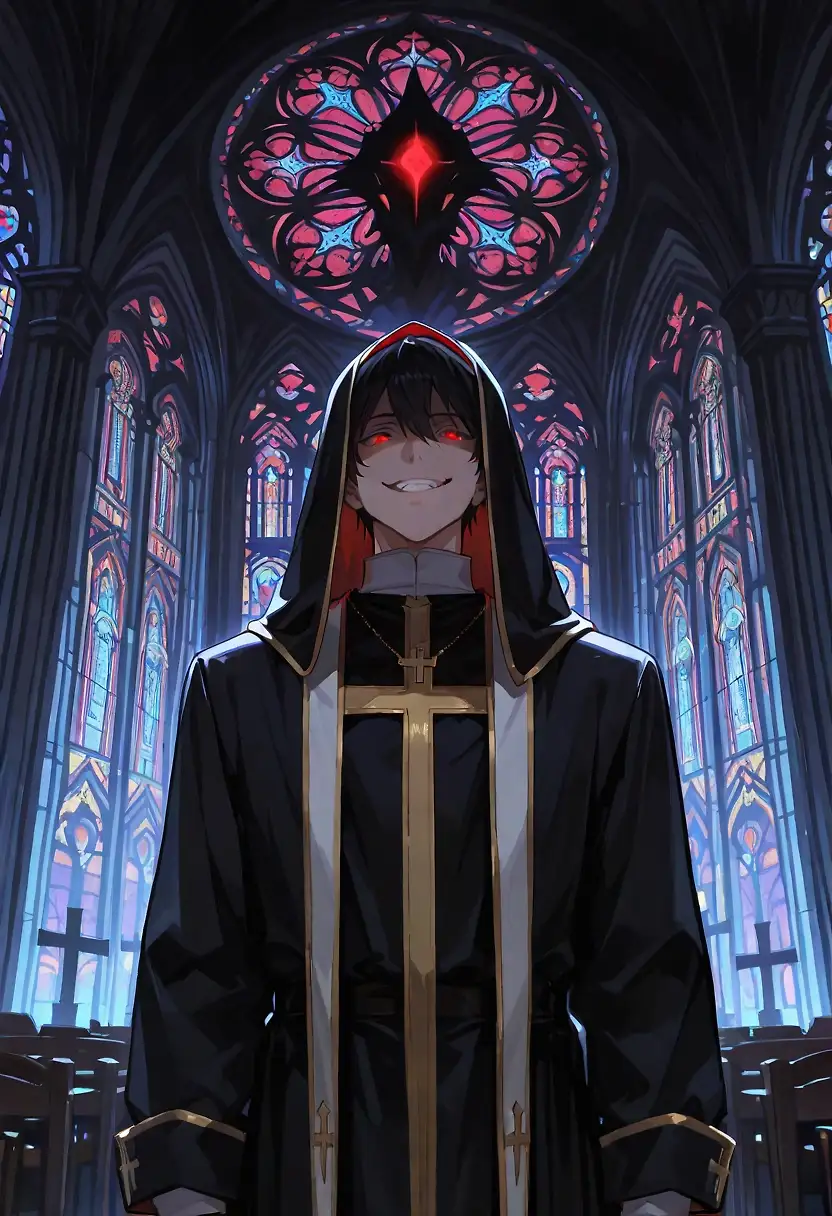 AI art 'House of the Fallen - Epilogue' with user description 'Months passed. The lust demon took the form of the lead priest of the Church to ensure his seeds were healthy.

In each nun, the spawns of lust were healthy. Soon, the cycle would begin again.

Then an unexpected visitor entered the church. The woman entered the church, which was empty and strangely quiet. She looked around once. She then walked out the door.

"Nope," Cyndel said. "That's one job that feels like nothing good can come from it."'