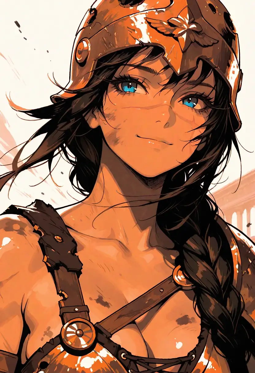 AI art '“ZAMIRA"' with user description 'After General Leonidass, Zamira is the toughest warrior in the legion. A veteran in combat that has helped many of the young girls to improve their skills and fortitude. Zamira’s strength comes mainly from her ability to focus on a single target, that makes her fast and nimble in battle.
Once an arrogant young soldier, Zamira learned the hard way that just because a Spardan warrior can’t die in battle, that doesn’t mean she cannot get badly injured. She learned the hard way that if you loose an eye, an arm or a leg in battle, you will still be alive and by that the gods would still be keeping their promise.'