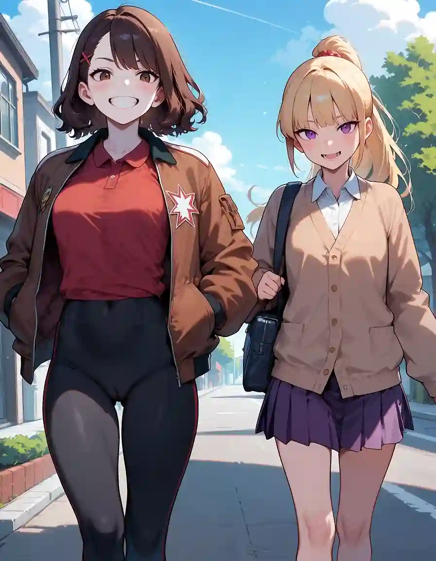 AI art 'Mitsue and nonoka hanging out together' with user description 'The new model has much better scene persistence and understands prompting individuals easier.

I can't wait until this works with some different art styles'