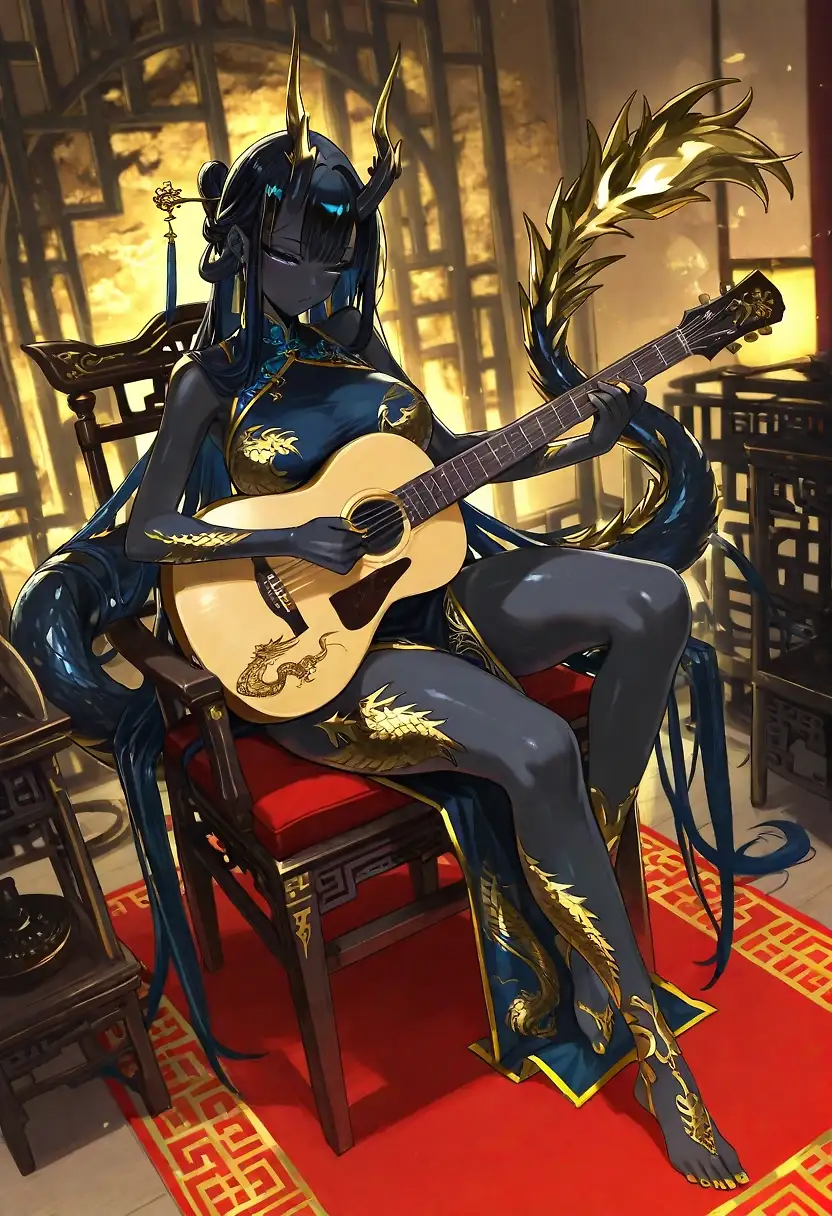 AI art "Curvy musician"