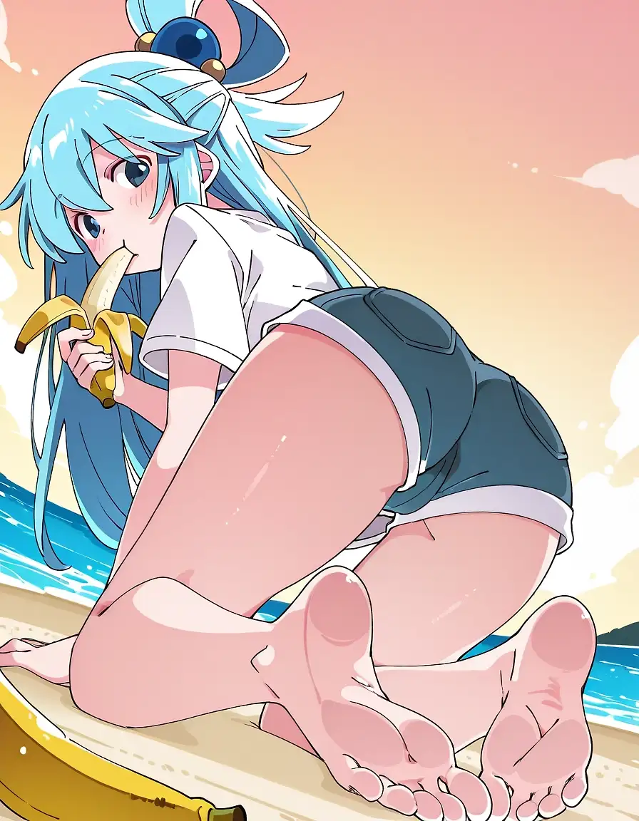 AI art 'Aqua Getting Her Potassium In <3' with user description 'various models, similar prompts'