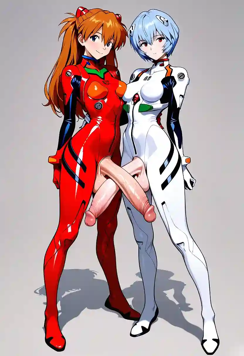 AI art "Rei and Asuka, posing with their new body part."