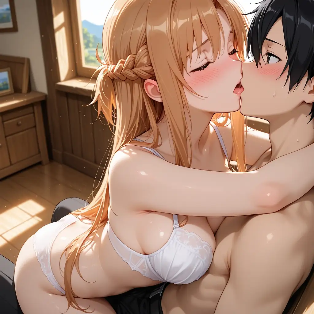 Asuna kissing with  Kirito