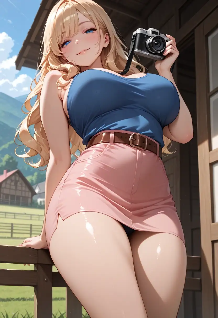 AI art 'Haley helps with the harvest' with user description 'Haley helps out around the farm by picking carrots.'