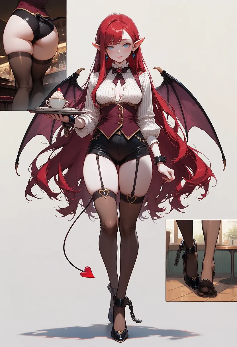 Red M devil waitress