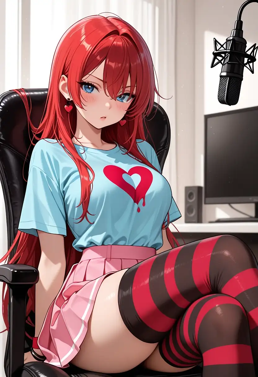 AI art '20 Questions With Sweetheart ❤️' with user description '[The 20Q series continues with our 2nd interview.  If you have any questions for Sweetheart drop them in the comments and she'll answer them!  You can also request to be tagged when I post each new Q and A.]

> = Interviewer
S: = Sweetheart

---

> Welcome back to the Midnight Hour, I'm your host Johnny Rocket and we've got another great interview for you with a remarkable Stardust Crossing local.  Young lady, please introduce yourself.

S: Young lady, hmm?  Hardly.  My name is Valerie Estarosa, but please call me Sweetheart.

> A pet name already?  We've only just meet.

S: No no, nothing like that.  Its just a nickname.

> So everyone calls you Sweetheart?

S: Well, my friend Runie usually calls me Sweetie.  Star and Lady have picked it up as well.  I don't mind it.

> Do you have a particular reason for it?

S: Do I need one?  It feels nice to be called that.

> Can't argue with that.  Tell me then Sweetheart, what do you do for a living?

S: I'm still studying at the community college, but I work part time at the juice bar by the beach.  Bartending usually, but I've waited tables before.

> Do you have a specialty?

S: Sex on the beach.

> Oh, the drink, right?

S: That too, I suppose.  *laughs*. No, seriously, my Cosmos are popular.  I get compliments.

> Starting off feisty tonight I see.  Well now, lets move to the next question.  What do you do on your day's off?

S: I get days off?  *laughs* Ummm... usually I'm doing club activities.  I'm the president of the college's occult club.  Despite the name, we mostly do scary movie nights or help the local monster girls find a rental that suits their needs.  We used to do ghost walks, but uh... that felt kinda awkward after the ghost girl joined the club.

> We do have some very interesting residents in town, that's true.  Its why we do this show.  Maybe you can send that ghost girl our way for a future episode?

S: No promises.

> Well, before I get my hopes up, lets press on to the next question.  What sort of tunes do you like?

S: A little bit of everything, honestly.  I'm not too picky.  If it sounds good, I like it.  If it doesn't, I don't.  Simple as.

> How about a favorite food?

S: Cheese.  Anything with cheese.  Pasta too.  But I have to watch my carbs.  Especially working the beach on the summer.  You know they make us wear our bikini's as our uniform right?

> I'd say that's why they're such a hot spot, in more ways than one.

S: Yes, and I'd like it to stay that way.  So my diet remains, unfortunately.

> I'm sure your patrons are thankful for your efforts. I'd sa-

S: *cuts in* You hear that?  I expect tips for my trouble.  I'll be there Wednesday and Friday night this week.

> *laughs* Okay listeners, get out there and give the juice bar, and out lovely guest, your support.  This is not a paid promotion, just so we're clear.

S: It should be.

> Let's get back to business before my manager calls.  Favorite place to hang out?

S: The city, at night.  There's something magical about the city after most of the busybodies are gone.  Especially if the aurora is out.  But I swear, Star has been slacking lately.  Vega's a bad influence.

> My manager tells me we're going to go over time, so lets hit a few rapid fire questions.  Do you have any special skills?

S: I've picked up a lot of... I dunno, random trivia?  I'm good at game show questions. *laughs*

> Any pets?

S: I had a tomagachi once.  Poor thing didnt make it.

> What sort of place is your home like?

S: I live in a small apartment.  Its a little old but its refurbished recently.

> Who's your bestie?

S: Runie, obviously.  We got way back.

> Anyone who gets on your last nerve?

S: Something about the way Lady says "Sweetie"... it always sounds a little condescending.

> Anything your particularly afraid of? 

S: A slow life.  Its too short, we gotta keep moving.

> Any life goals?

S: Not really.  I dont think too far ahead.

> Life for the moment, huh?  I think we all do that to some degree.  What's your ideal date?

S: A shopping spree.  I need someone to carry my bags. *laughs*

> Anywhere you'd like to vacation?

S: Somewhere in Europe probably.  I hear you can country hop pretty easily.  Something new everyday sounds fun.

> And speaking of fun, any particular sexy fantasies?

S: You always ask this huh?

> What can I say, the people are curious.

S: I think doing it somewhere you can get caught is kinda hot.  The riskier the better.  I get a little restless at work thinking about it sometimes.

> Oh my, that is spicy.

S: *shrugs* Isnt that kinda normal?

> Well...

S: *snickers*

> *Clears throat* Well, we're almost out of time.  Lets wrap it up.  Do you have a secret not even your friends know?

S: I... Know something. I remember the world before.

> What do you mean by that?

S: ... nothing.

> Alright... Last one, have you ever wished upon a star?  Amd if so, what did you wish for?

S: That the city was as interesting and strange as I had always imagined.'