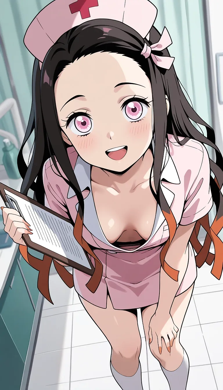 AI art "Nezuko's nurse and maid cosplay"