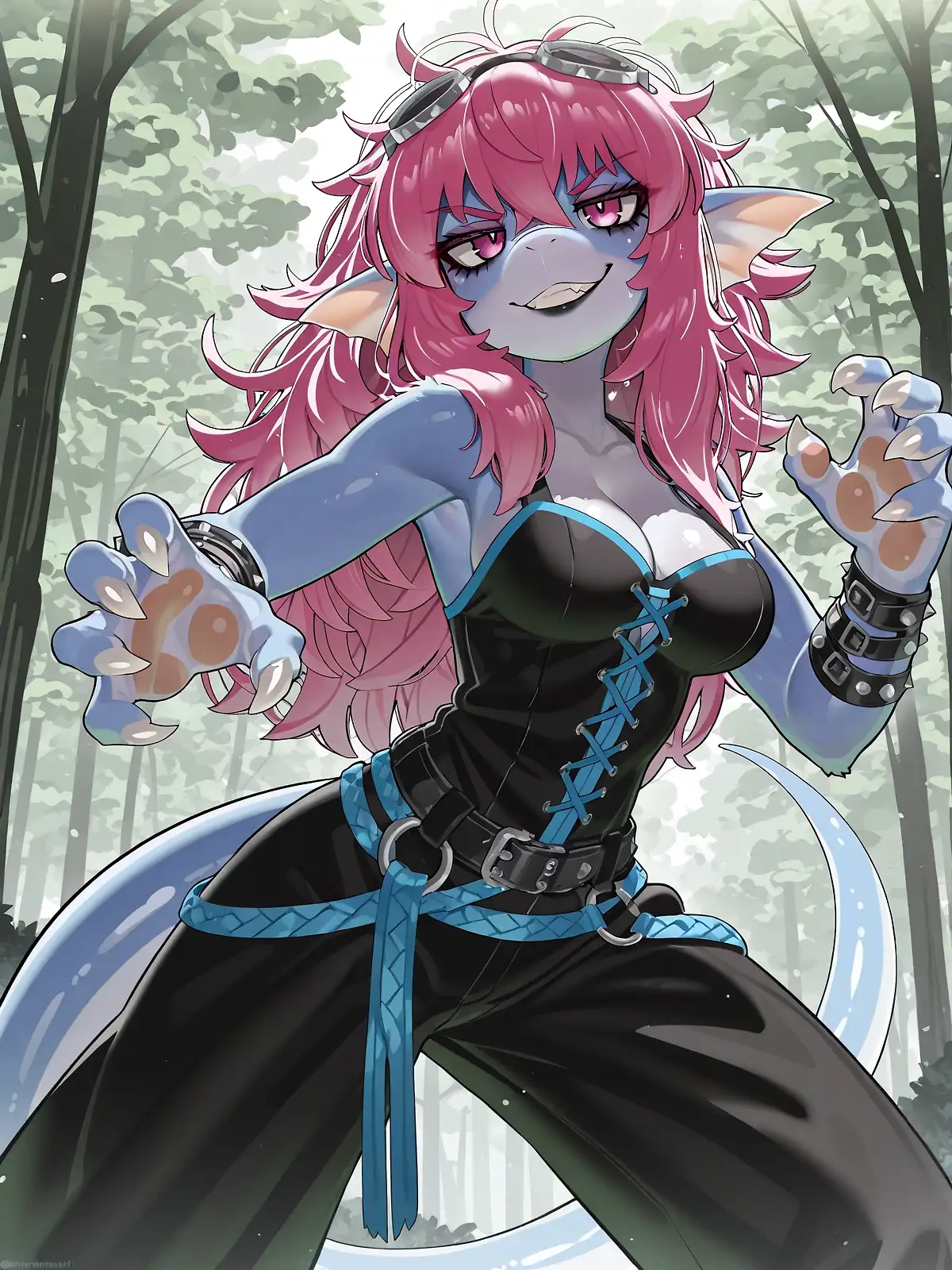 AI art 'Pokégirl Ninjas: Dratini, Pheromosa, Lopunny' with user description 'More pokégirl ninjas!'