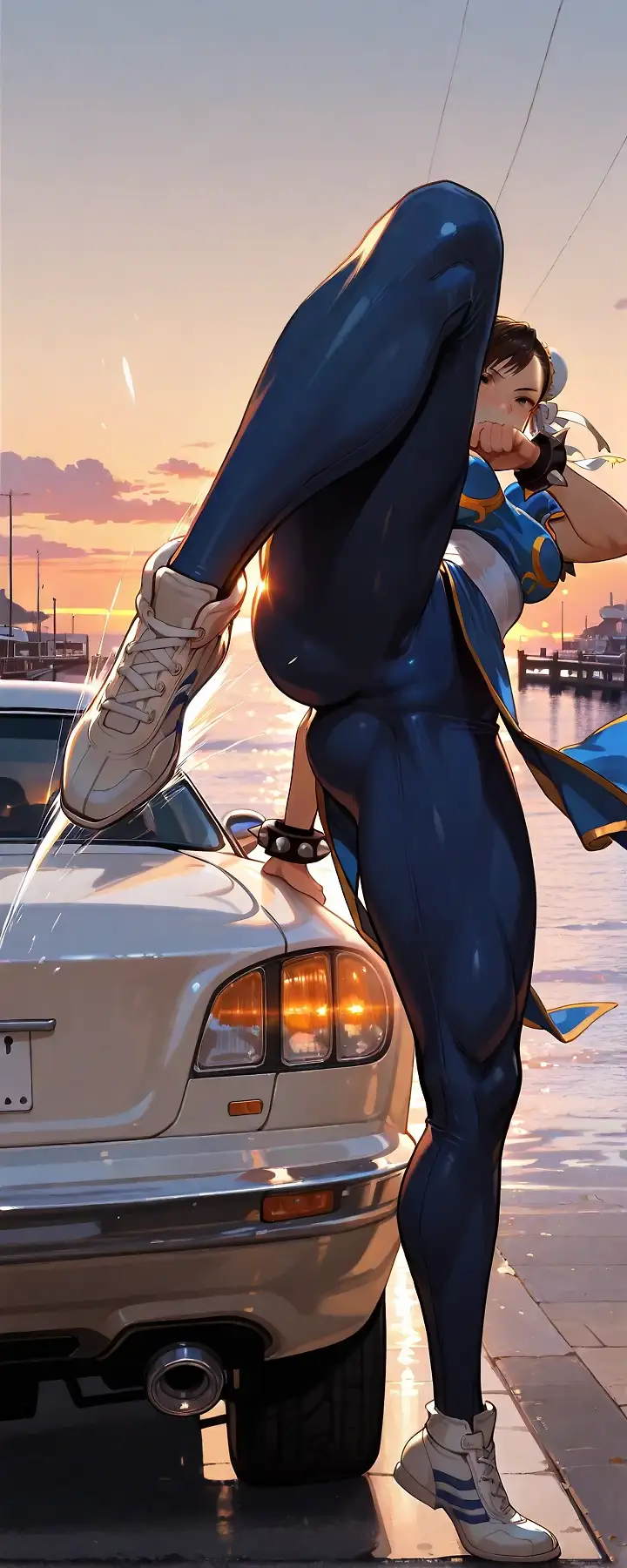 AI art "Chun-Li bonus stage panoramic posters"