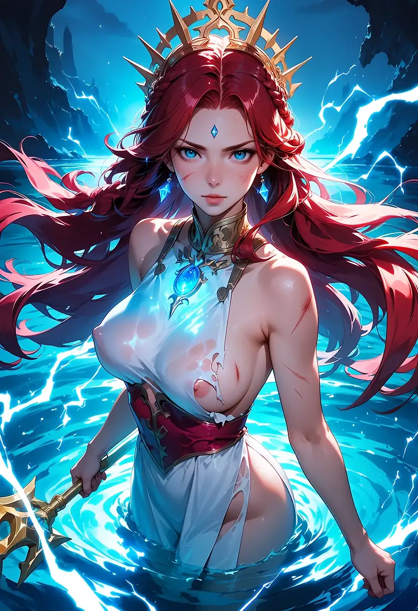AI art 'Red M ocean battle maiden'