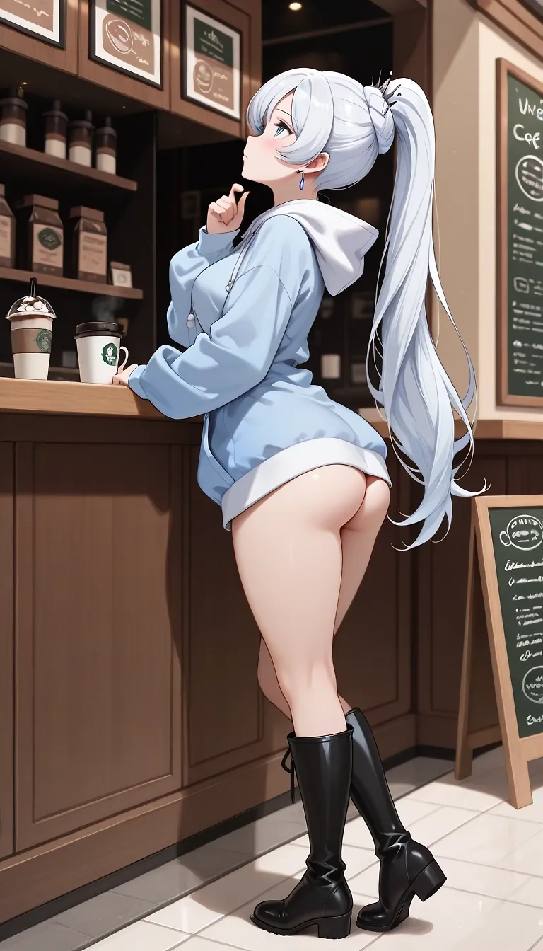 AI art "Weiss Schnee at the Coffee Shop"