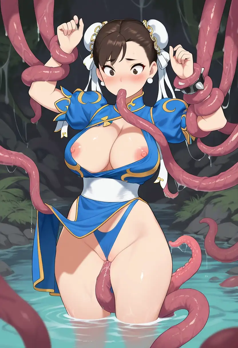 AI art 'Chun Li can’t kick her way out of this fight' with user description 'It’s Street Fighter, not beach fighter'