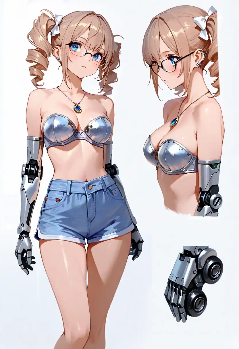 AI art 'Cyberpunk Style Hana' with user description 'I got the idea to try some Cyber/Mechanical arm out. So she fit to cyberpunk future.'