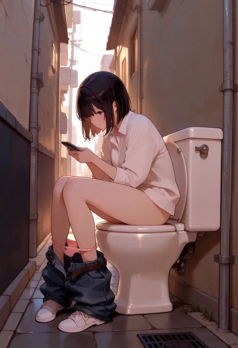 AI art "toilet girl 1 (outdoors)"