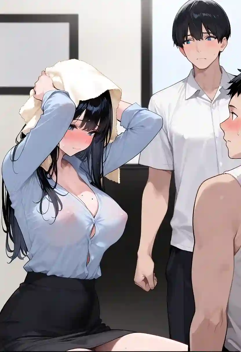 AI art "Office Lady after work party continue"