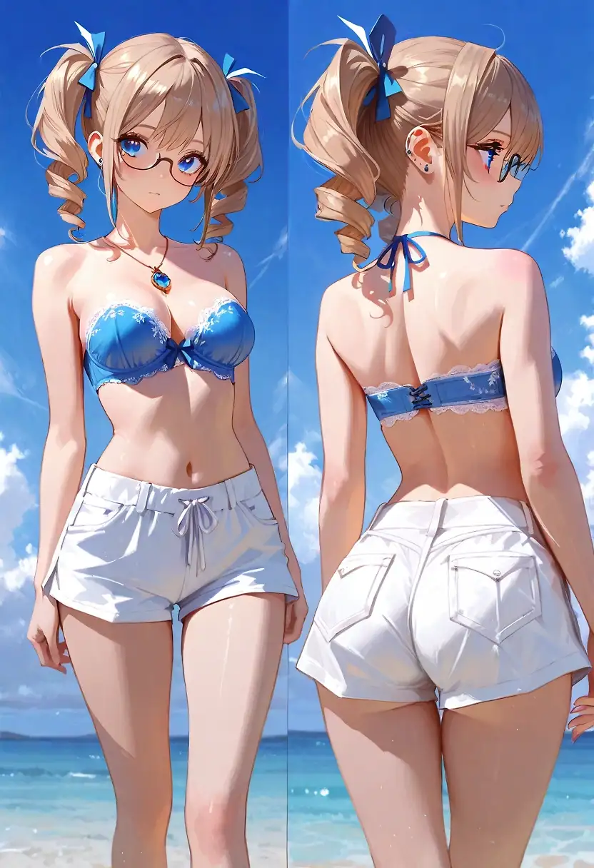 AI art 'Beach time' with user description 'Hana is having a little offtime at the beach 😉'