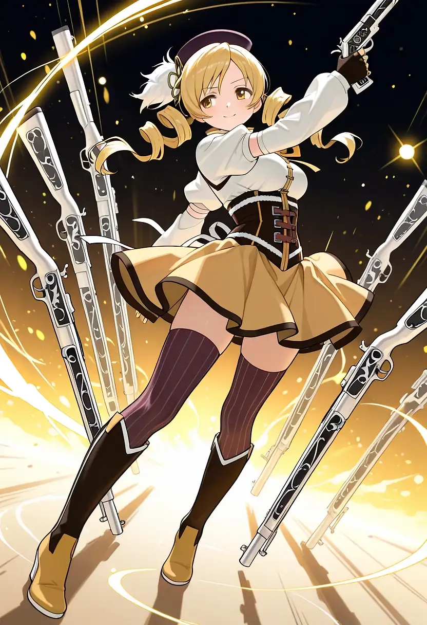 AI art 'Mami Tomoe – The Elegant Warrior Who Commands Countless Bullets'