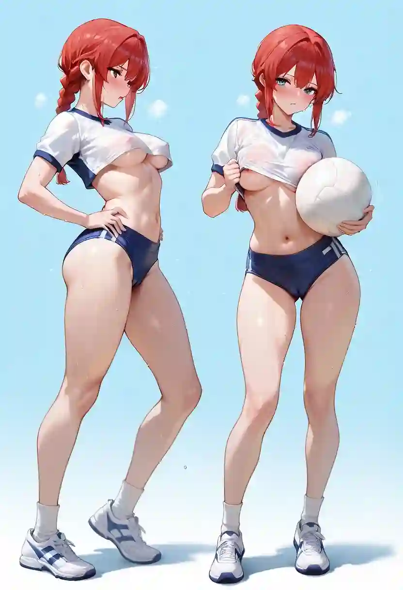 AI art 'Red M playing Ball'