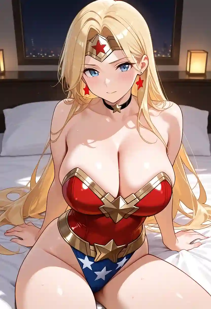 AI art with user description 'Blonde Wonder Woman 👀'