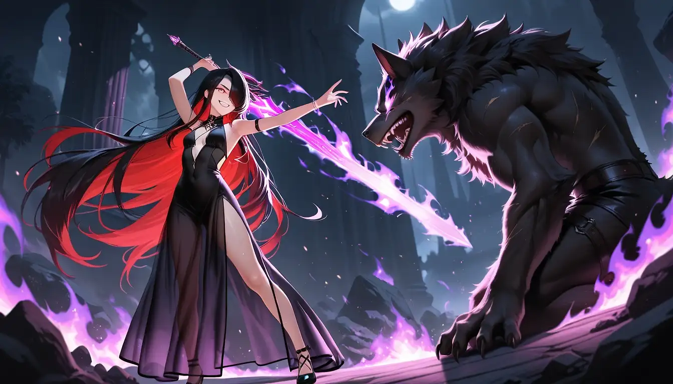 AI art 'Werewolf battle'