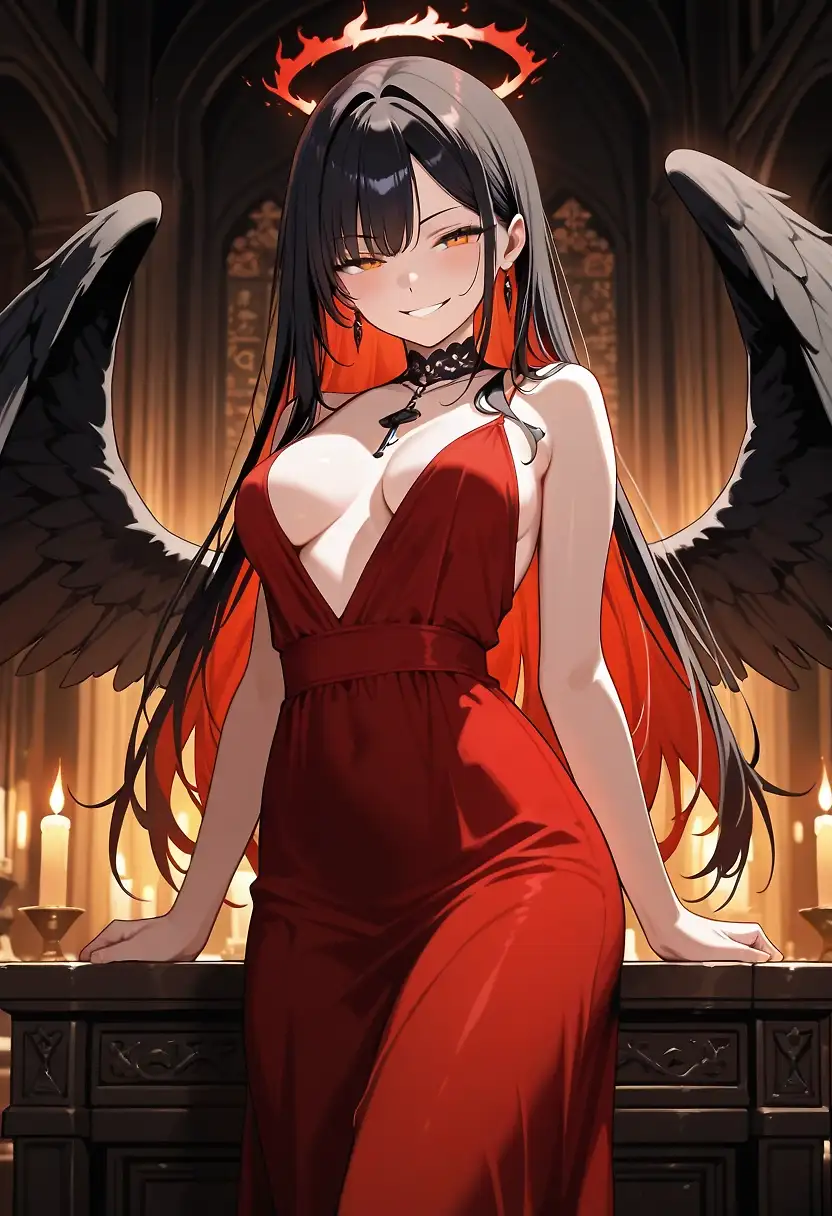 AI art 'Change of Heart' with user description 'Fallen angel, redemed demon.'