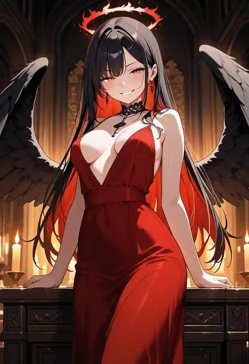 AI art 'Change of Heart' with user description 'Fallen angel, redemed demon.'