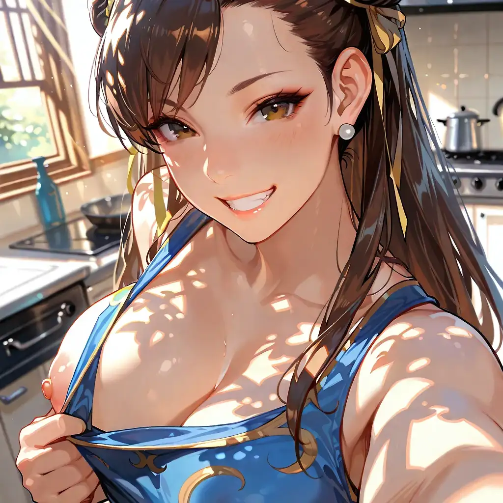 AI art 'Chun Li ❤️' with user description 'Sending a Selfie to her working husband'