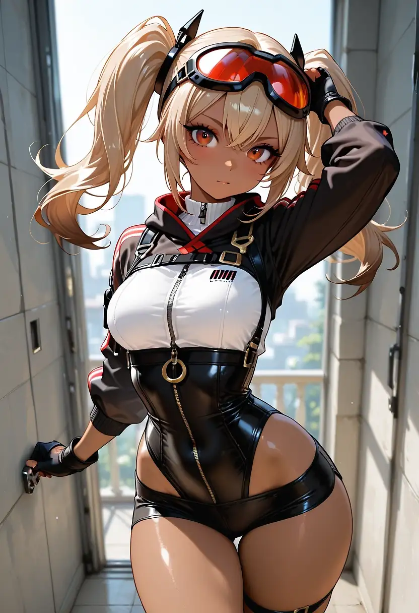 AI art 'Multiverse: Cherry "Vale"?' with user description 'While working on Cherry x Cyndel I came across some images where this girls kind of fusion.

Some of those "Alternative styles" are really good ones.

So here is the "Cherry Vale" versión of Cherry Bomb lol'