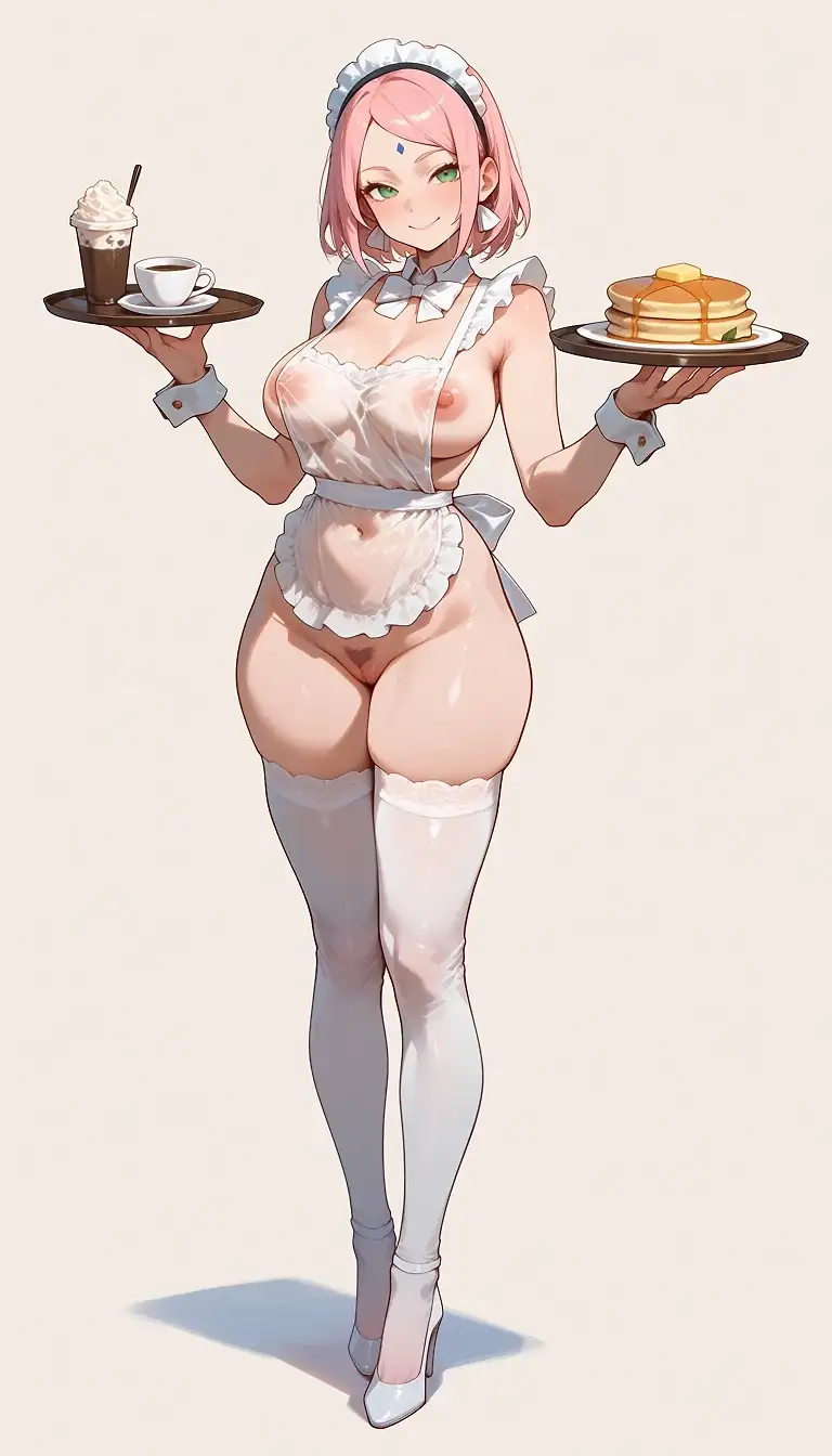 AI art 'Naruto heroine seethrough apron' with user description '🫣'