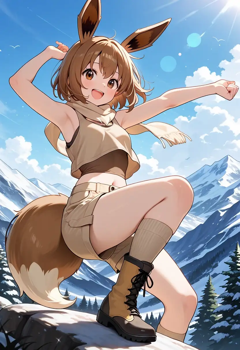 AI art 'Eeveelution Girls' with user description 'Anyone else remember gijinkas?'