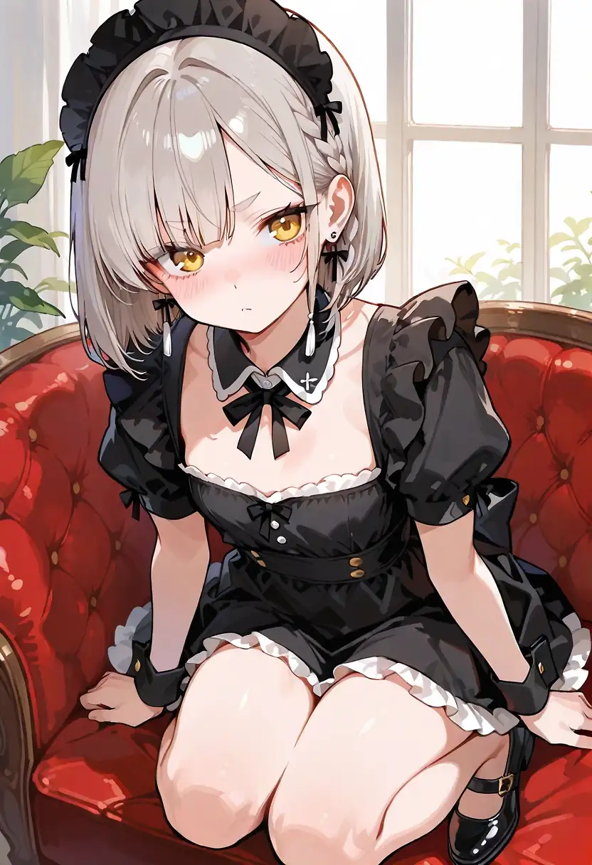 AI art 'Elena Duboys.' with user description 'The newest member of the Elena Club is very busy, so she won't be participating in field missions, since she spends most of her time at the club cleaning, tidying up, or cooking. We'll see her on her days off or on other special occasions.'