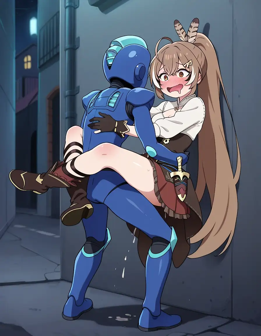 AI art 'owl girl vtuber and a.... mega man??'