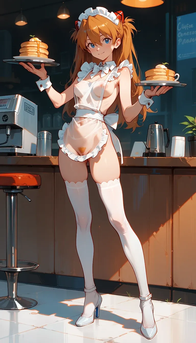 AI art "neon genesis evangelion heroine seethrough apron" with user description "😎"