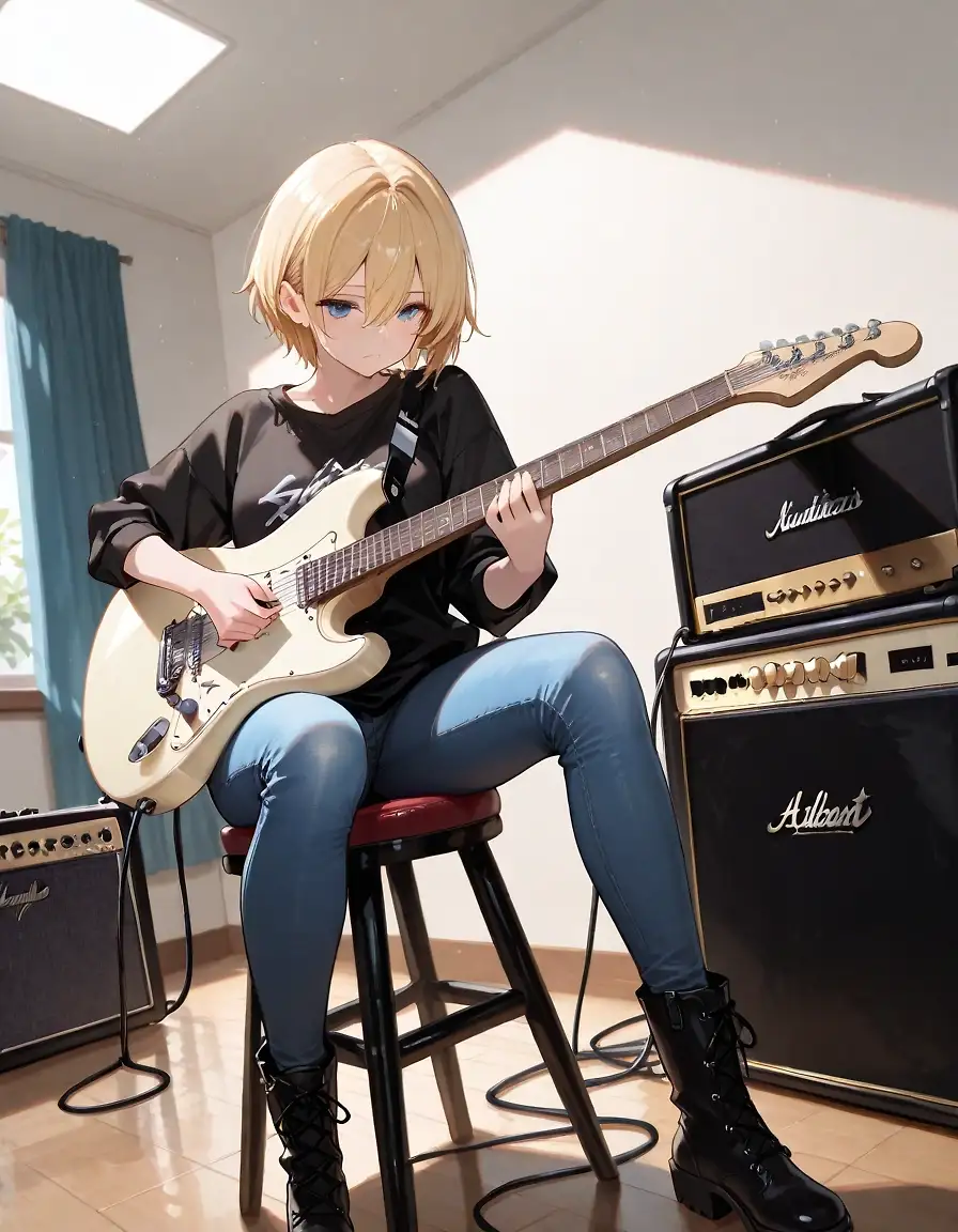 AI art "Akane Hououji solo jamming"