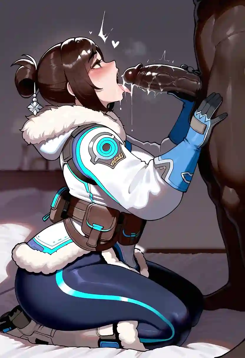 AI art 'overwatch girls are BBC addicts!' with user description 'can't blame them for choosing those juicy black cocks, right?'