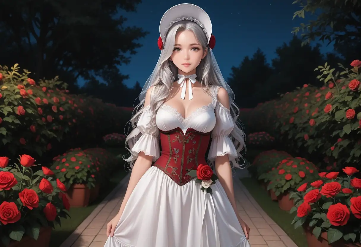 AI art "Rose garden at night"