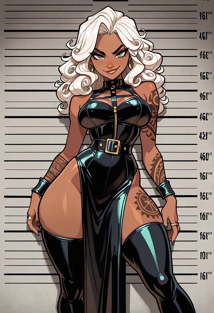 AI art 'Rosalba "Thorn" Tordecilla' with user description 'Name: Rosalba Tordecilla
Age: 27
Height: 5'11
Gender: Female
Occupation: Dominatrix, Luxury cub owner
Likes: Whiskey, Horses, Rare objects
Hobbies: Gambling, Marksmanship, Horseback riding 
Personality: Manipulative, Brat, Entitled'