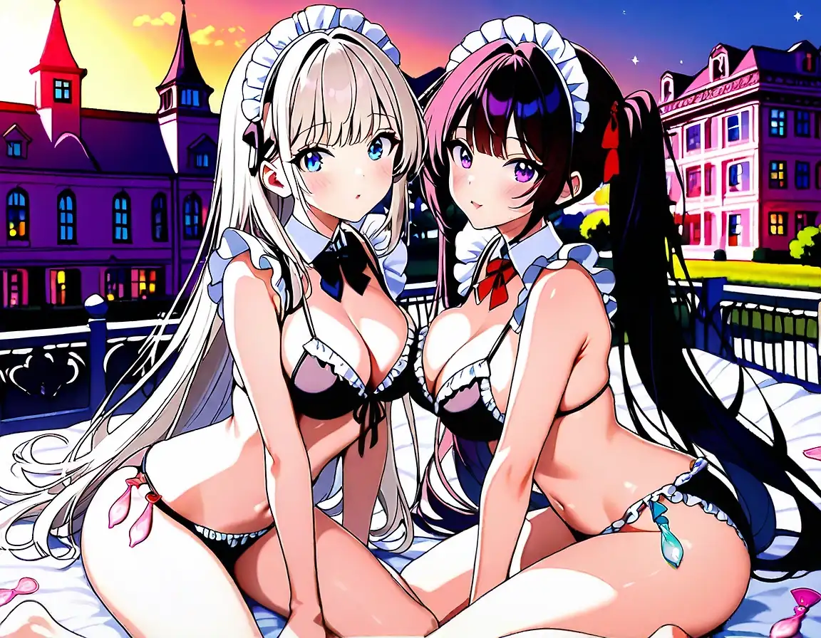 AI art "Sunset maids"