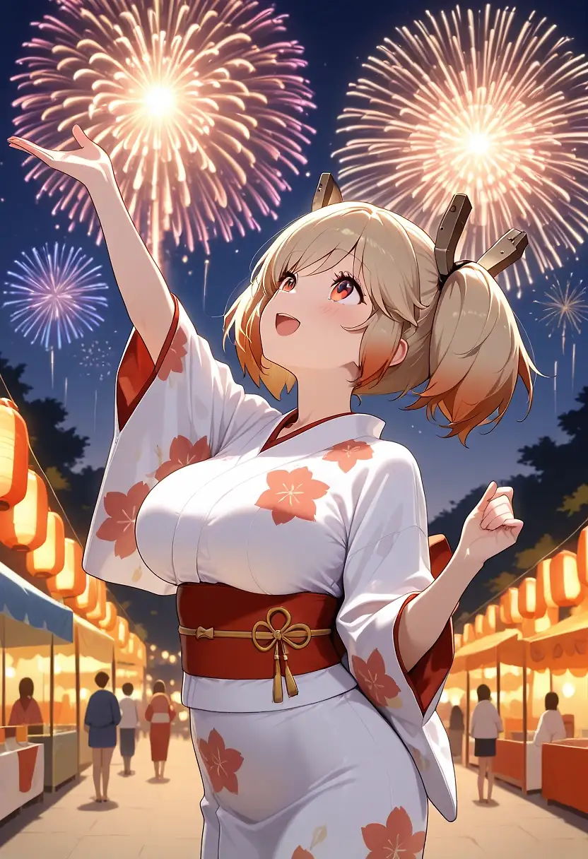 AI art 'Burnice with fireworks'