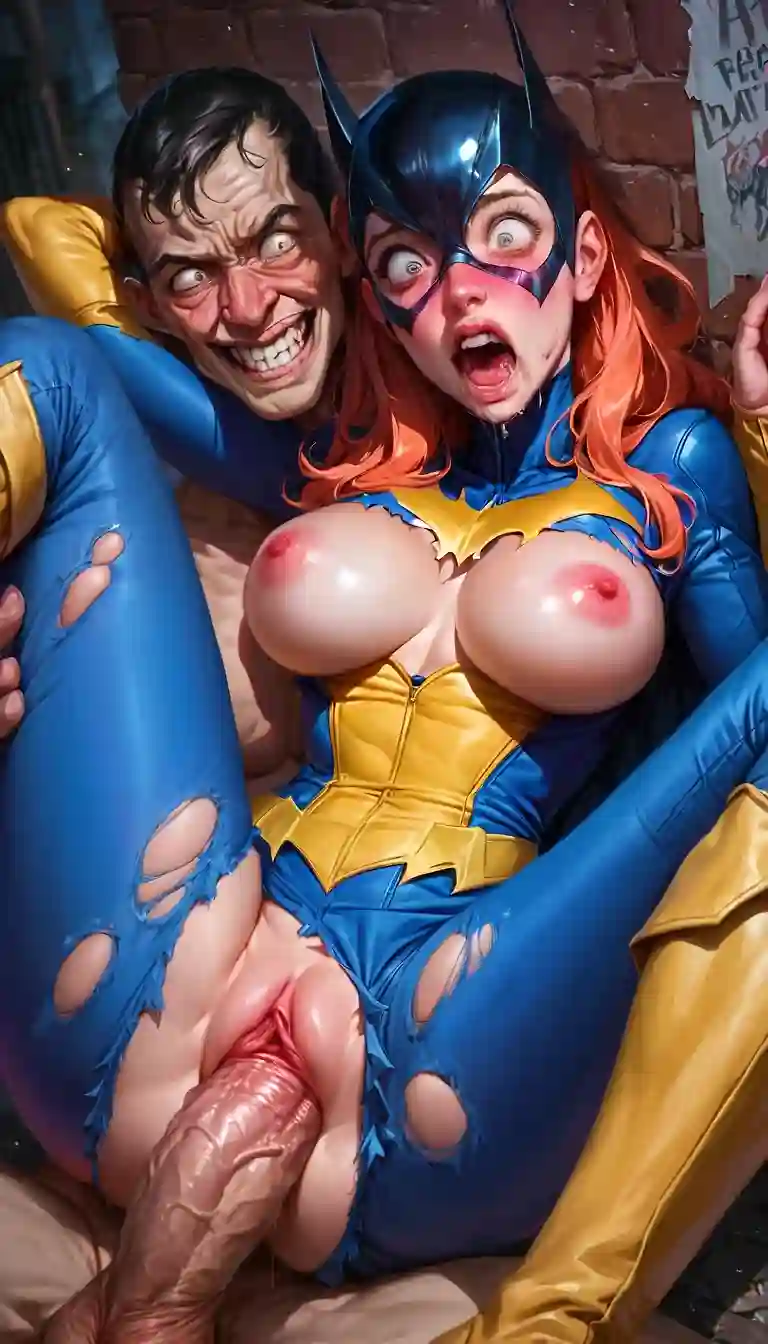 AI art 'Batgirl defeated' with user description 'Heroes can’t win all their fights , bad guys sometimes win.'