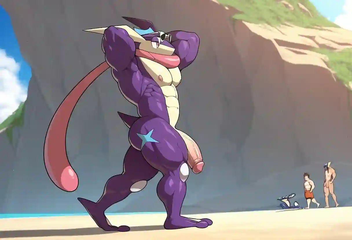 AI art "Greninja's Fun in the Sun"