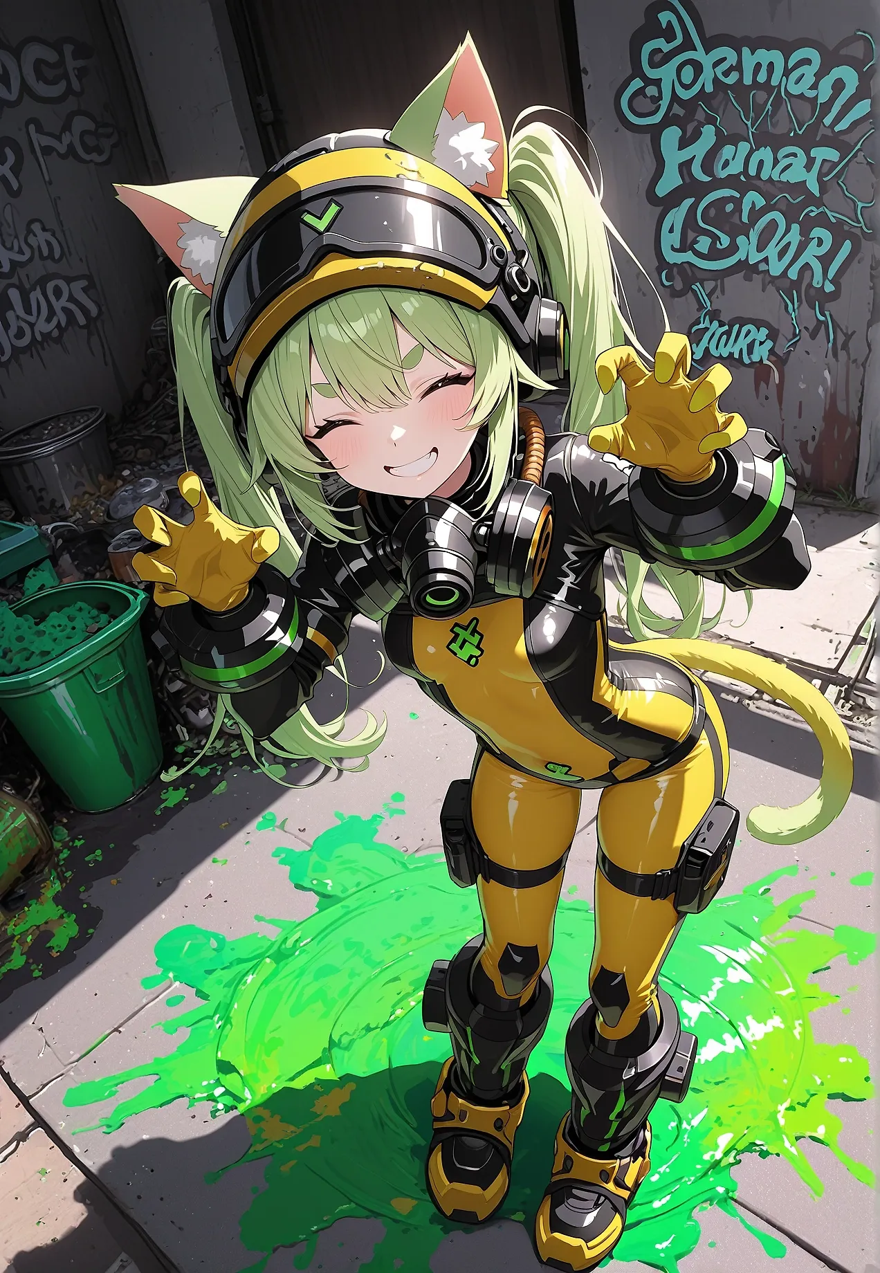 Graffiti Catgirl + Hazard Worker Fusion
