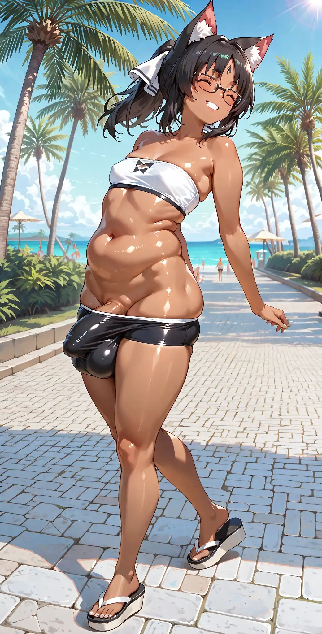 AI art "Nekomiya enjoys a greatful walk"