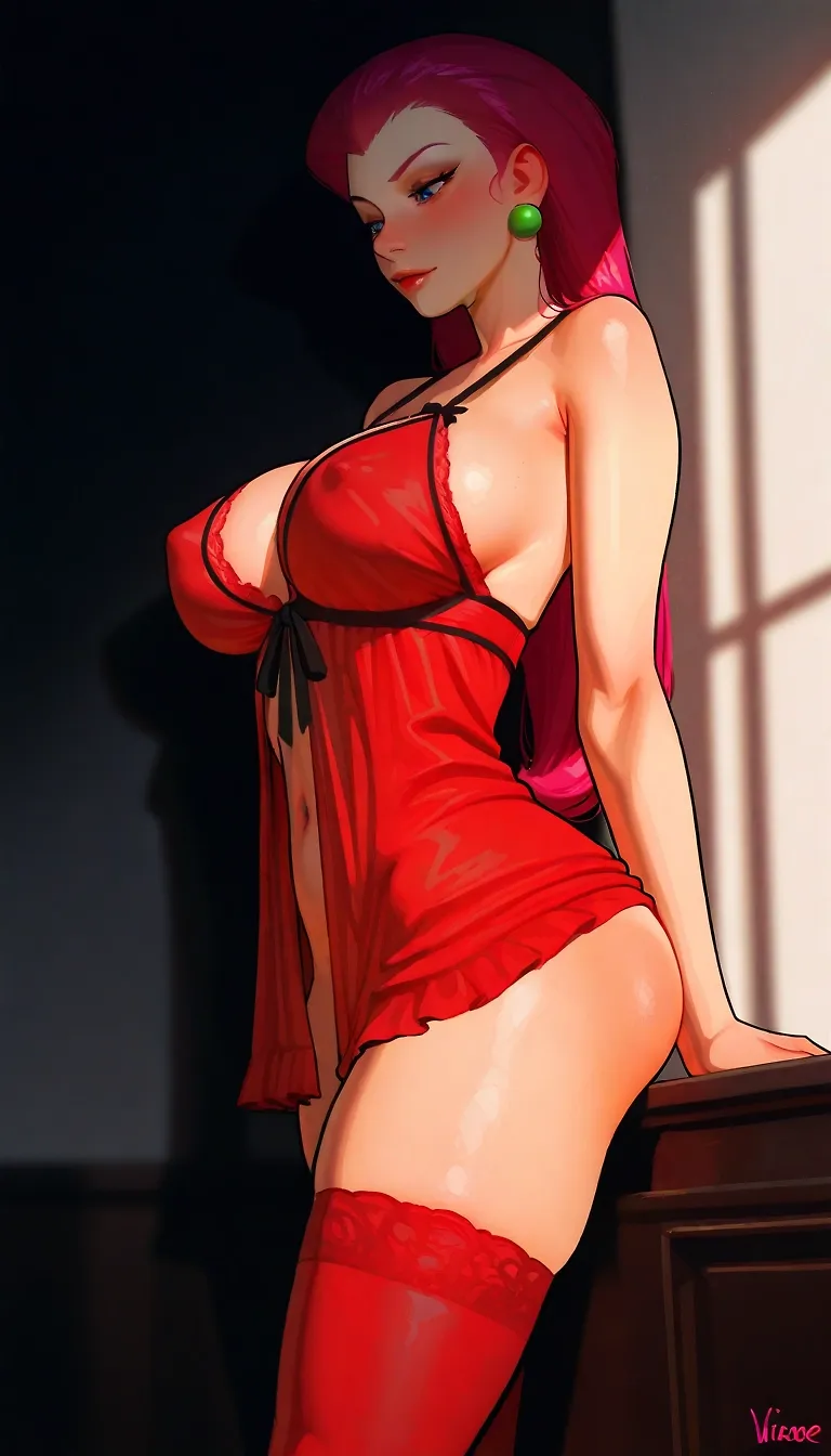 Jessie in red lingerie