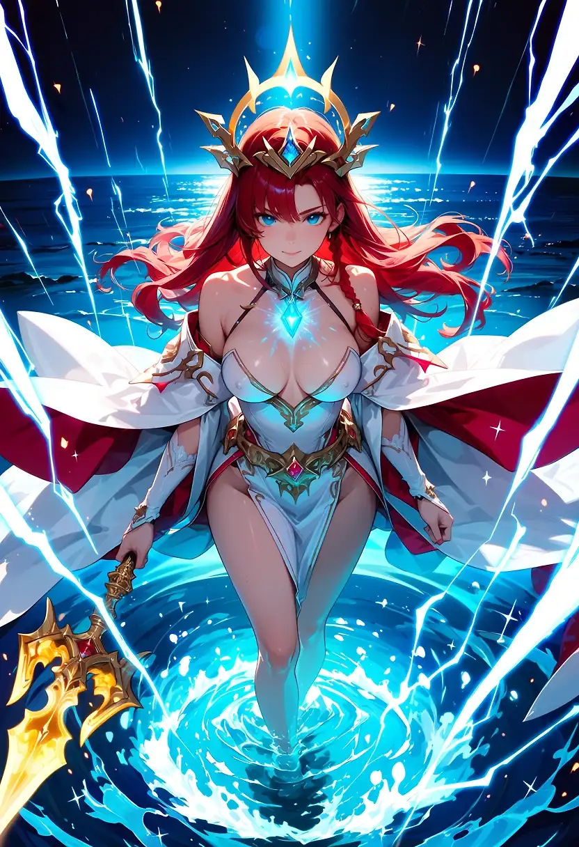 AI art 'Red M Ocean Queen'