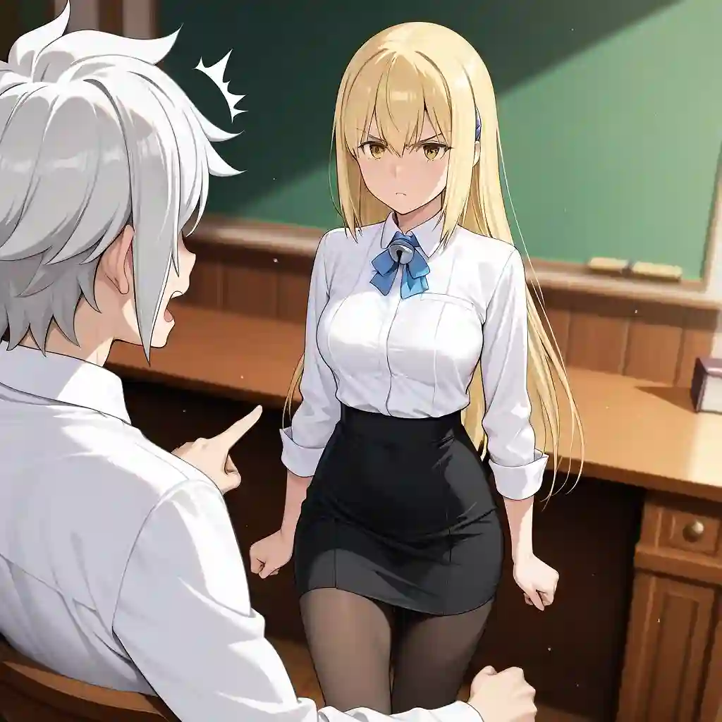 AI art "Teacher Aiz scolding Student Bell"