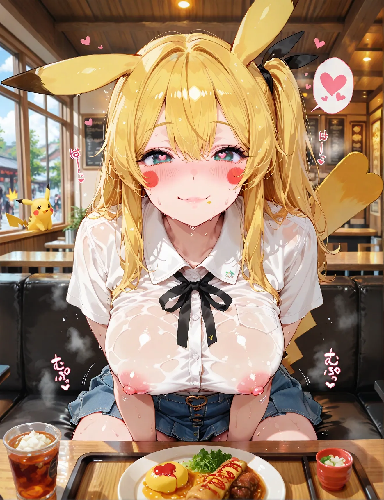 Eating at a restaurant with Pokémon